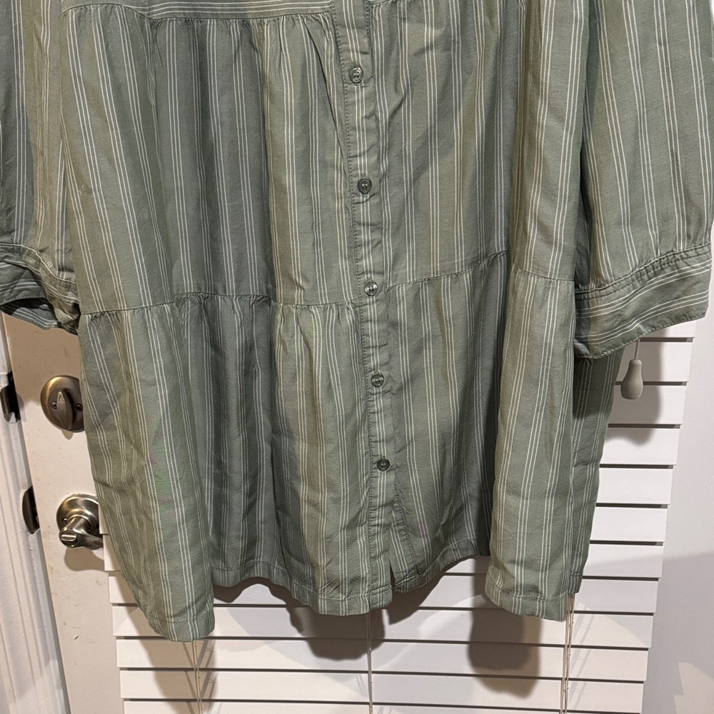 Cato Olive Striped Shirt Dress - Picture 3 of 5
